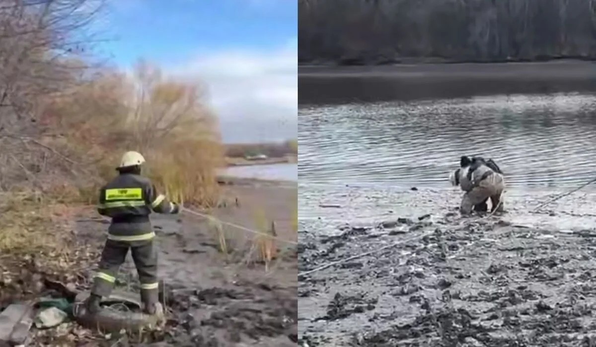 Спасатели МЧС спасли ребенка, застрявшего в грязи в Уральске